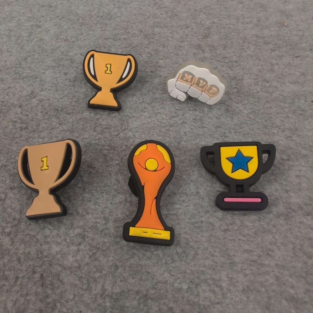 Lot of 5 Sports Trophy MVP Shoe Charms for Clogs Winner Gold Cup First Place - Picture 1 of 1